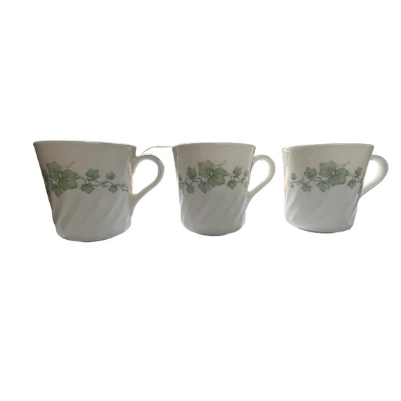 Corning Corelle Callaway Ivy Swirl Coffee Tea Mugs Cups, Green Ivy Set of 3 - Picture 1 of 3
